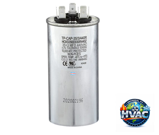 Protech 43-101665-58 Capacitor Replacement - TRADEPRO TP-CAP-35/3/440R Run Capacitor – Genuine OEM 35/3 MFD 440V Round Dual Run Capacitor