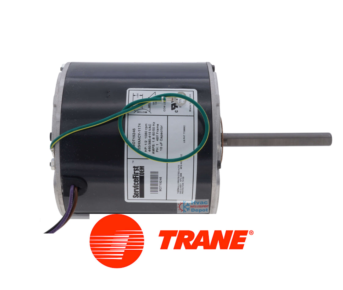 Trane MOT19246 Condenser Fan Motor 1/2 HP, 460/380-415V, 48 FRAME, 1080 RPM