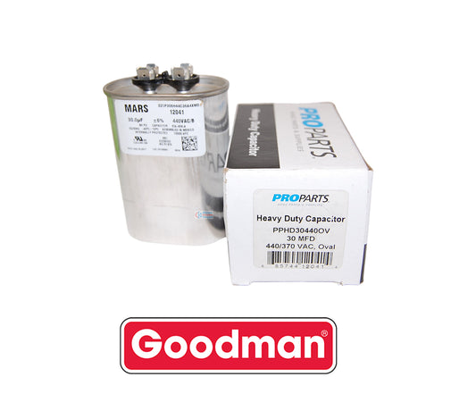 Goodman PPHD30440OV Heavy Duty Oval Run Capacitor – Genuine OEM 30 MFD 440V 50/60 Hz