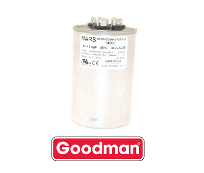 Goodman PROPARTS PPHD545440RD Heavy Duty Dual Run Capacitor – 45 + 5 MFD, 440 VAC, Round