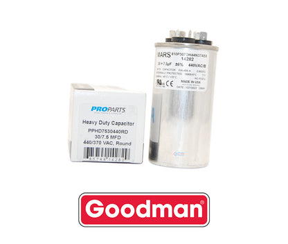 Goodman PROPARTS PPHD7530440RD Heavy Duty Dual Run Capacitor – 30 + 7.5 MFD, 440 VAC, Round