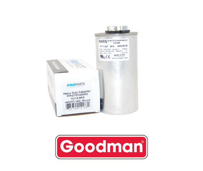Goodman PROPARTS PPHD7570440RD Heavy Duty Dual Run Capacitor – 70 + 7.5 MFD, 440 VAC, Round