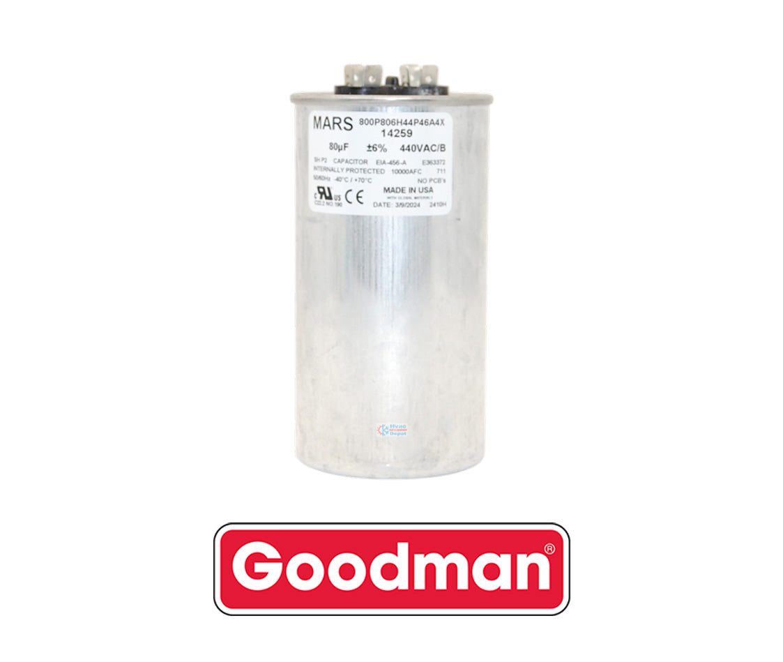 Goodman PROPARTS PPHD80440RD Heavy Duty Run Capacitor – 80 MFD, 440 VAC, Round