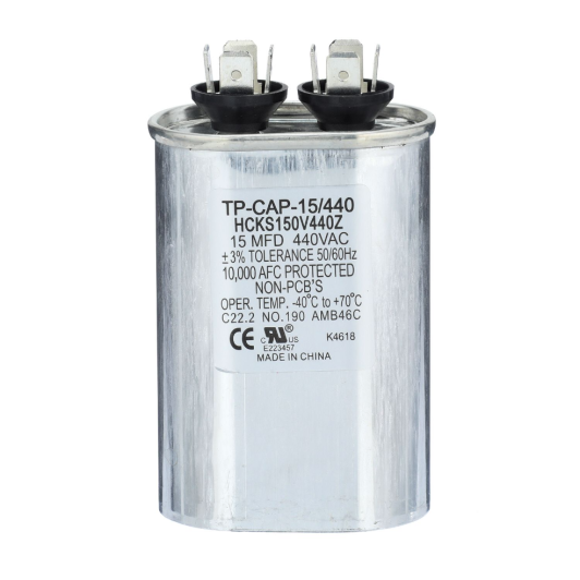 Run Capacitor, 15/440 VAC, Oval