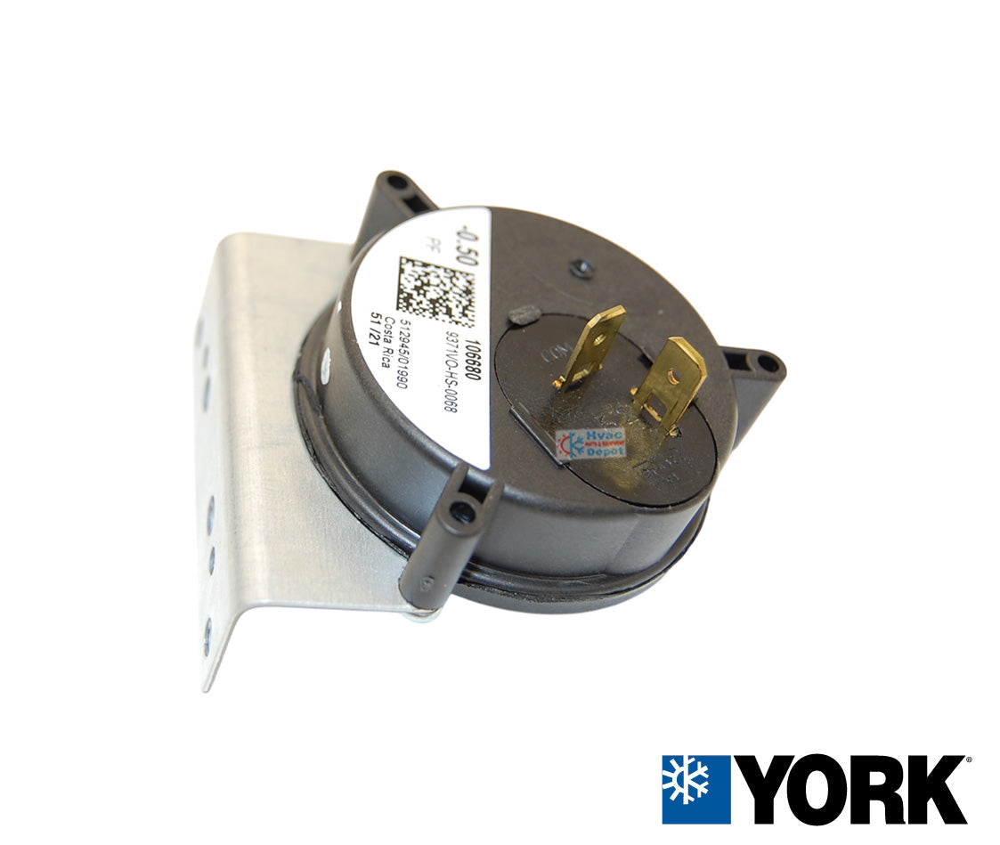 York Pressure Switch 0.5" WC SPNO Close On Fall Switch, S1-02435271000