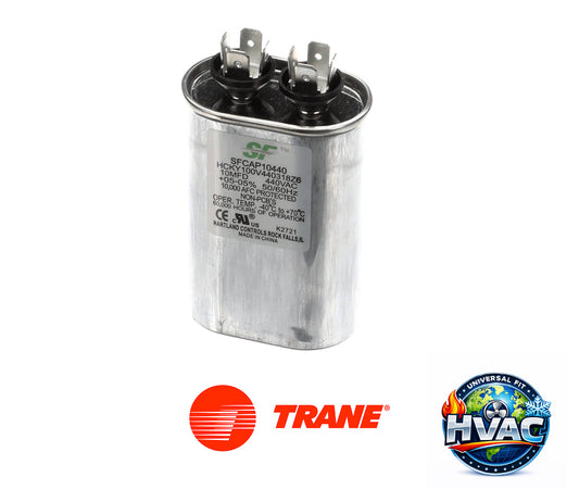 Trane SFCAP10440 Oval Run Capacitor 10 MFD 370V/440V Universal Replacement