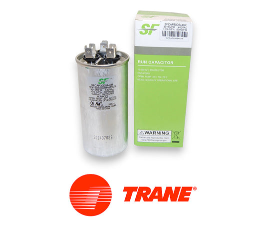 Trane 30+5 MFD SFCAP30D5440R Dual Run Capacitor 440V Round