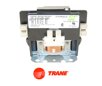 Trane SFCTR1P40A24VSA2L Contactor – 1 Pole, 40 Amp, 24VAC, Screw Terminals, A2L Compatible