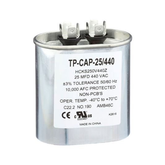 Run Capacitor, 25/440 VAC, Oval