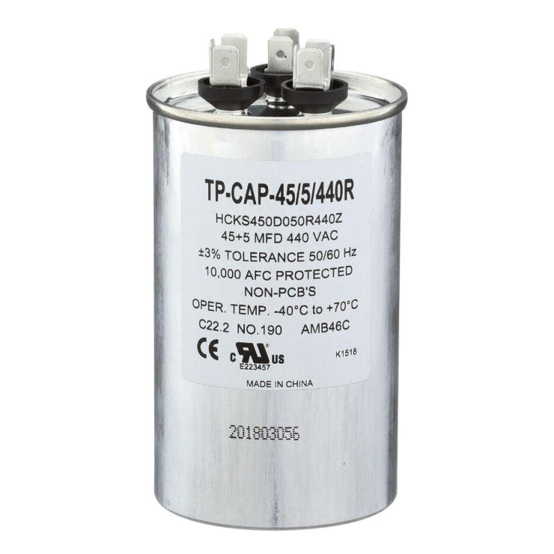 Run Capacitor, 45/5/440 VAC, Round, Dual
