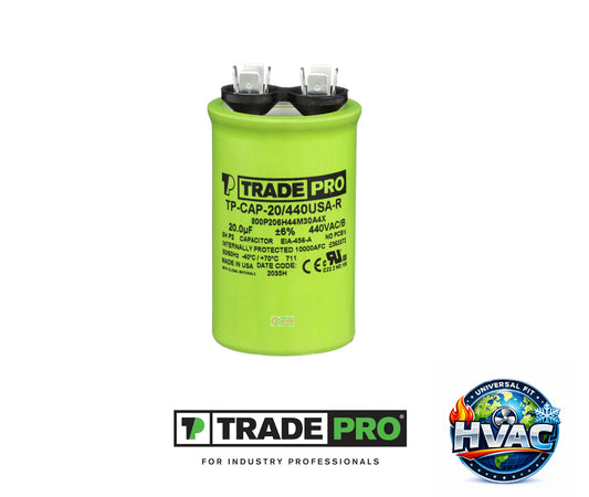 TRADEPRO TP-CAP-20/440USA-R Single Run Capacitor – 20 MFD 370/440 VAC Round – USA Made