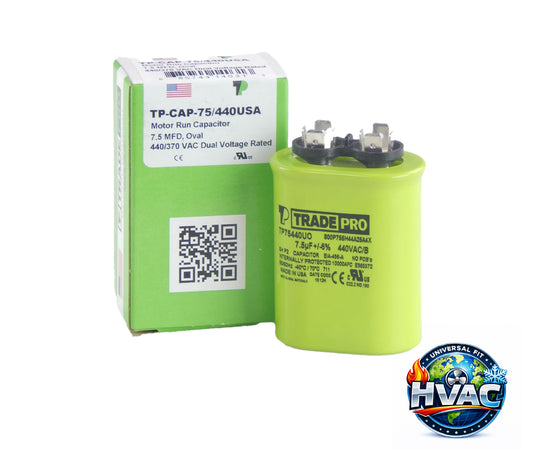 TRADEPRO TP-CAP-7.5/440USA Oval Run Capacitor | 7.5 MFD 440V Made in USA
