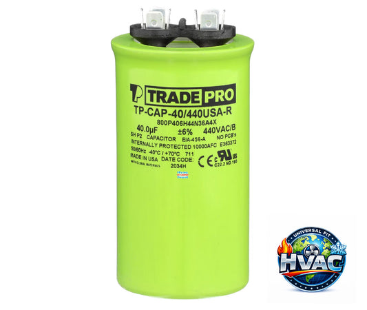 Protech 43-101666-25 Capacitor Replacement - TRADEPRO® TP-CAP-40/440USAR Round Capacitor – Genuine OEM 40 MFD 440V Run Capacitor, USA Made