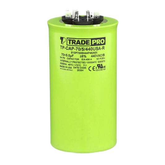 Dual Round Capacitor, 70/5/440V- USA Made