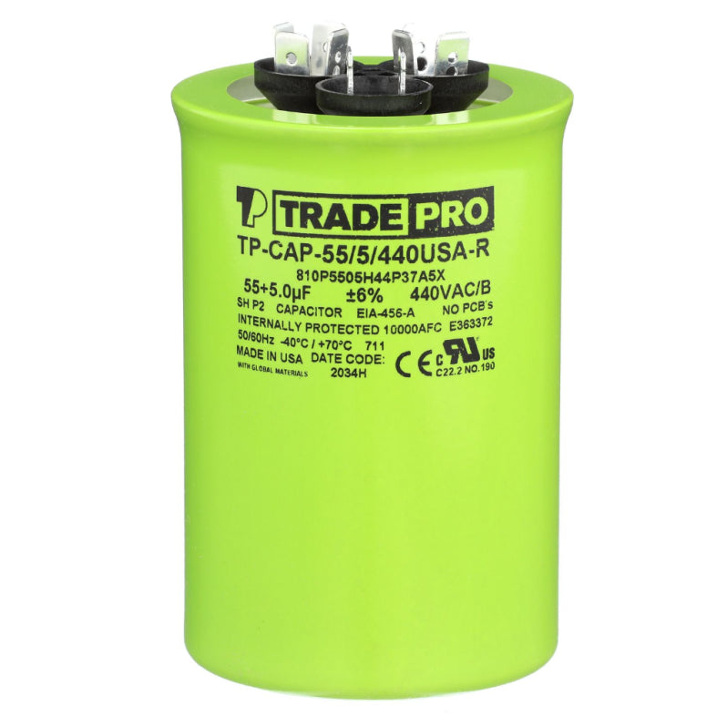 Round Capacitor, 55/5/440V- USA Made