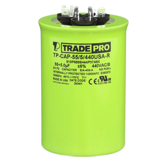 Round Capacitor, 55/5/440V- USA Made