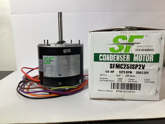 Condenser Motor SFMC251SP2V 1/4 HP 1075 RPM 208/230V