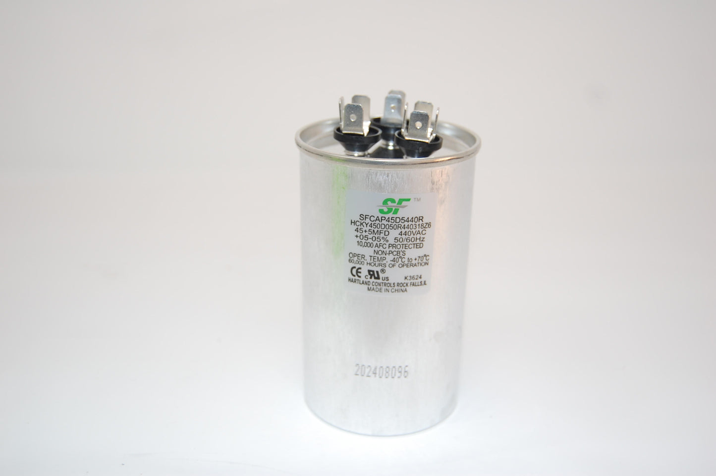Capacitor; 45+5MFD 370/440V Round Run Capacitor