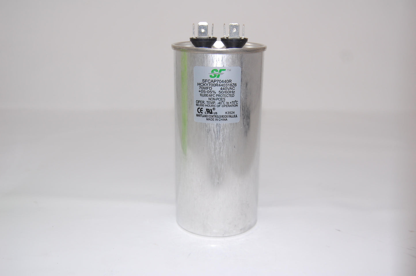 Capacitor; 70MFD 370/440V Round Run Capacitor