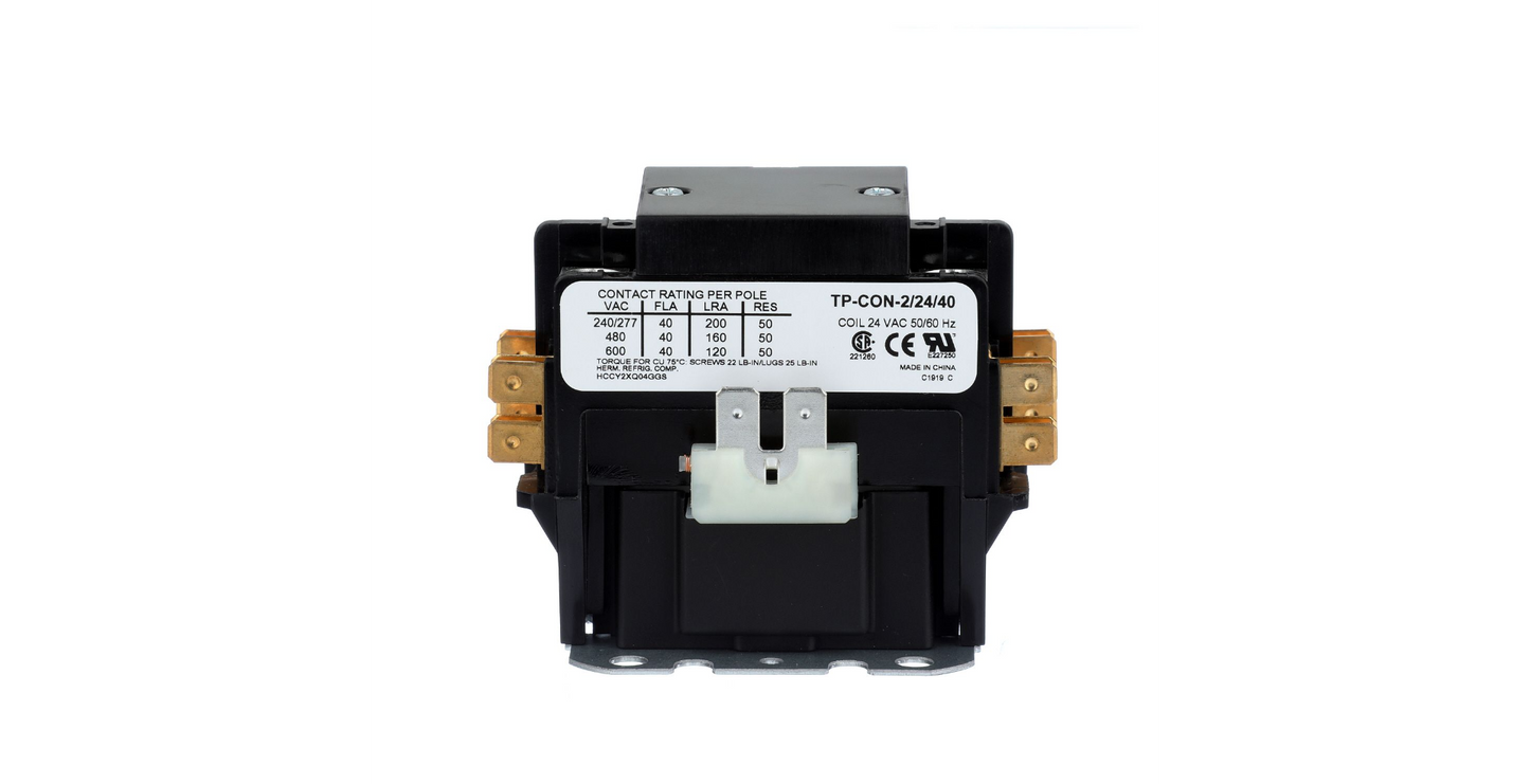 TP CONT 2POLE 24VAC 40AMP