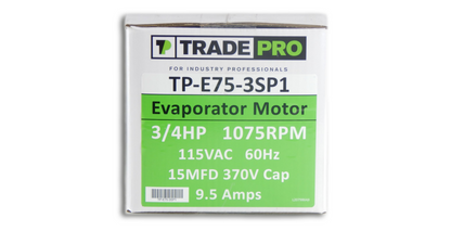 Trade Pro TP-E75-3SP1 PSC Evaporator Motor 3/4 HP 115V 1075RPM 3-Speed