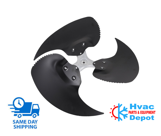 OEM Lennox 85M50, Swept Wing Condenser Fan Blade, 26" Diameter, 3-Blade, 28 Pitch, 1/2" Bore, CCW Facing Discharge