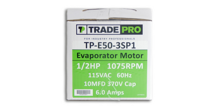 TRADEPRO P/N TP-E50-3SP1 – Genuine OEM Evaporator Blower Motor (1/2 HP, 1075 RPM, 3-Speed)