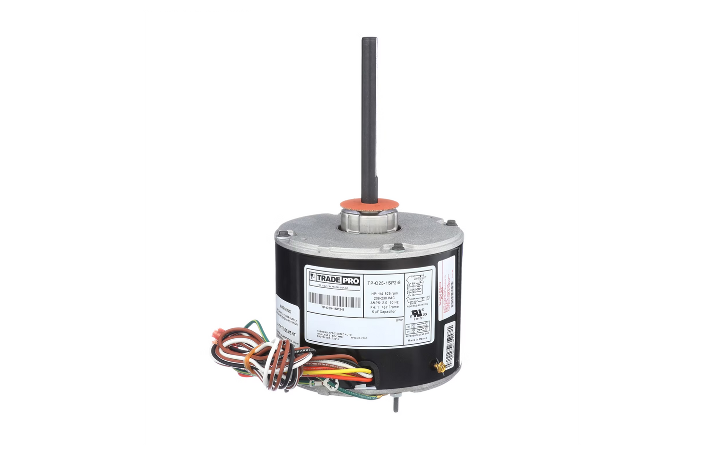 High Temp Condenser Motor - 1-Speed, 825 RPM, 208/230 Volt, 1/4 HP