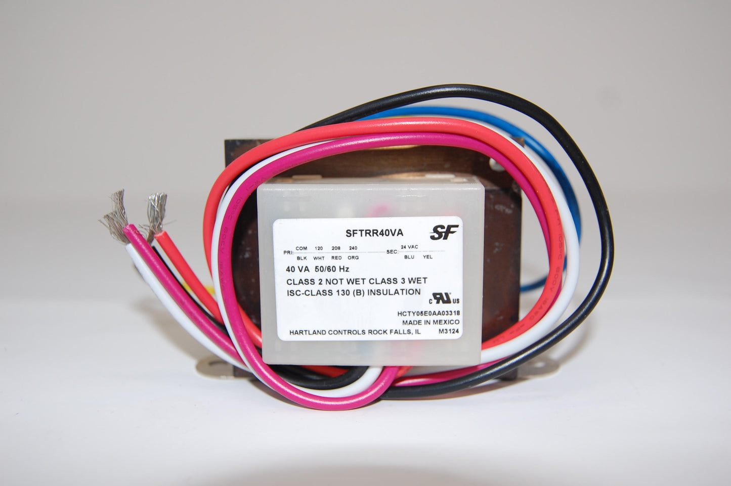 Transformer; 40VA 50/60HZ Primary 120/280/240 VAC, Secondary 24VAC