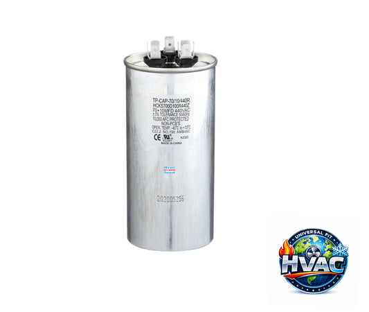 Protech 43-101665-58 Capacitor Replacement - TRADEPRO® TP-CAP-70/10/440R-A Run Capacitor – Genuine OEM 70+10 MFD 440V Round Dual Run Capacitor