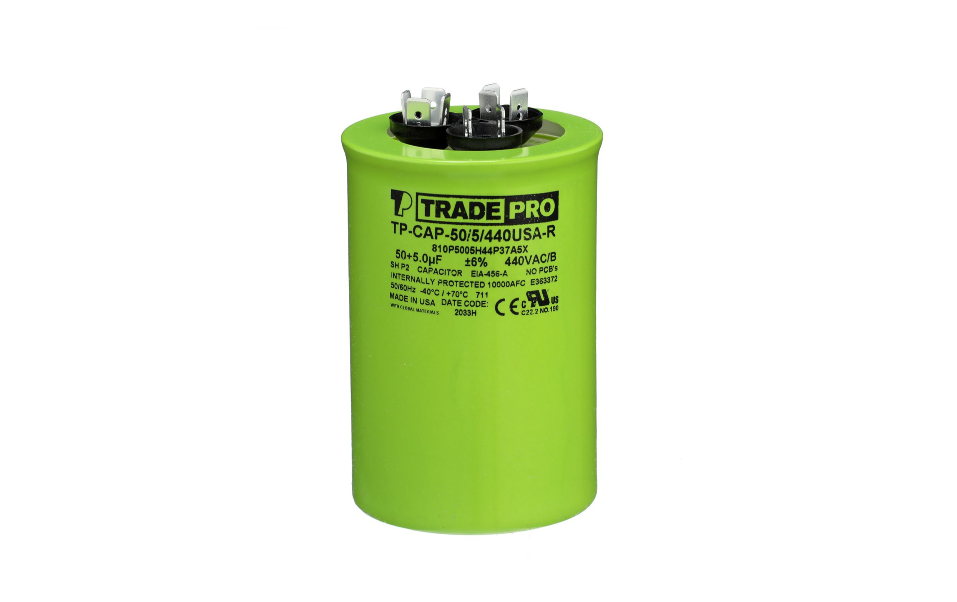 Round Capacitor, 50/5/440V- USA Made