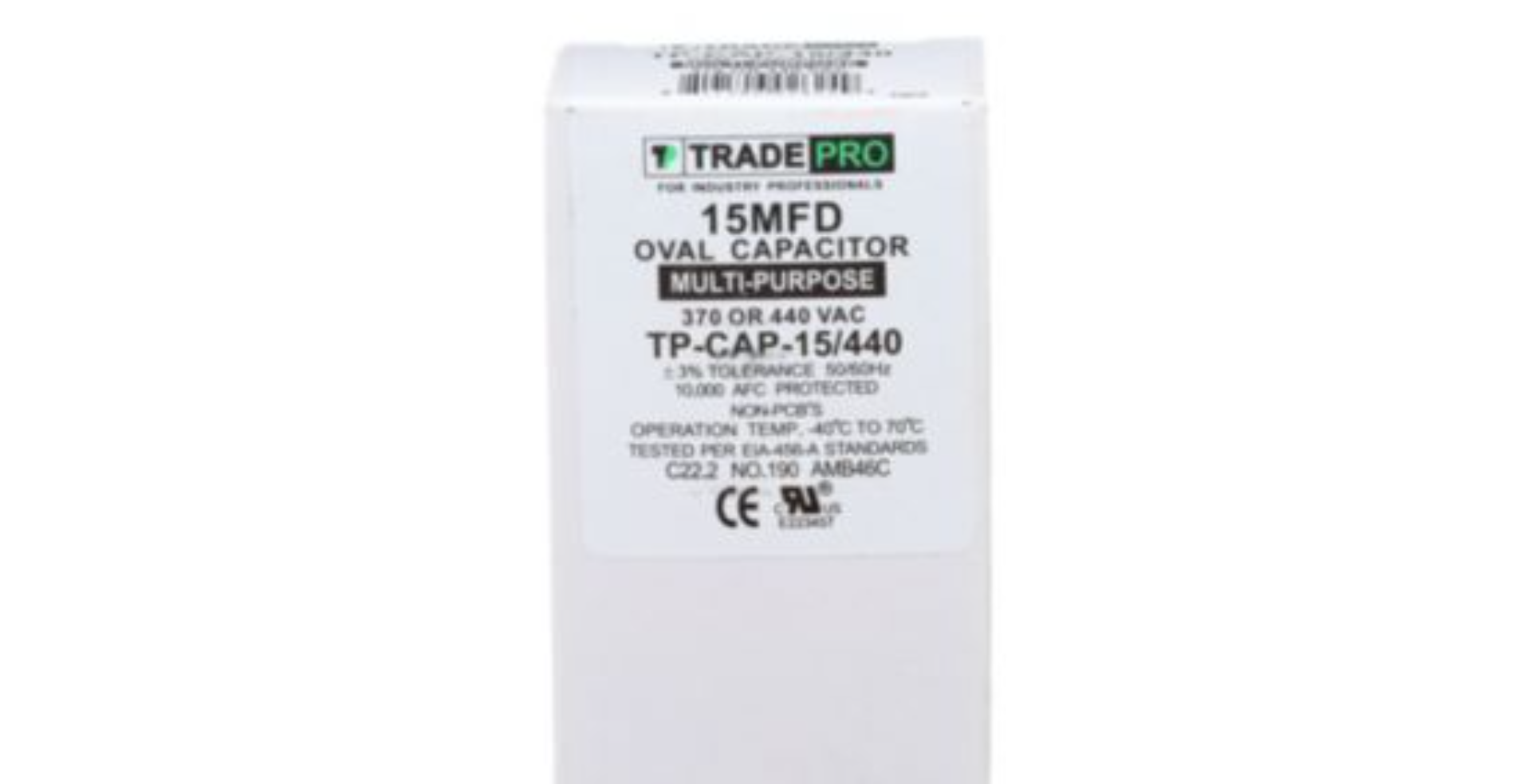 Run Capacitor, 15/440 VAC, Oval