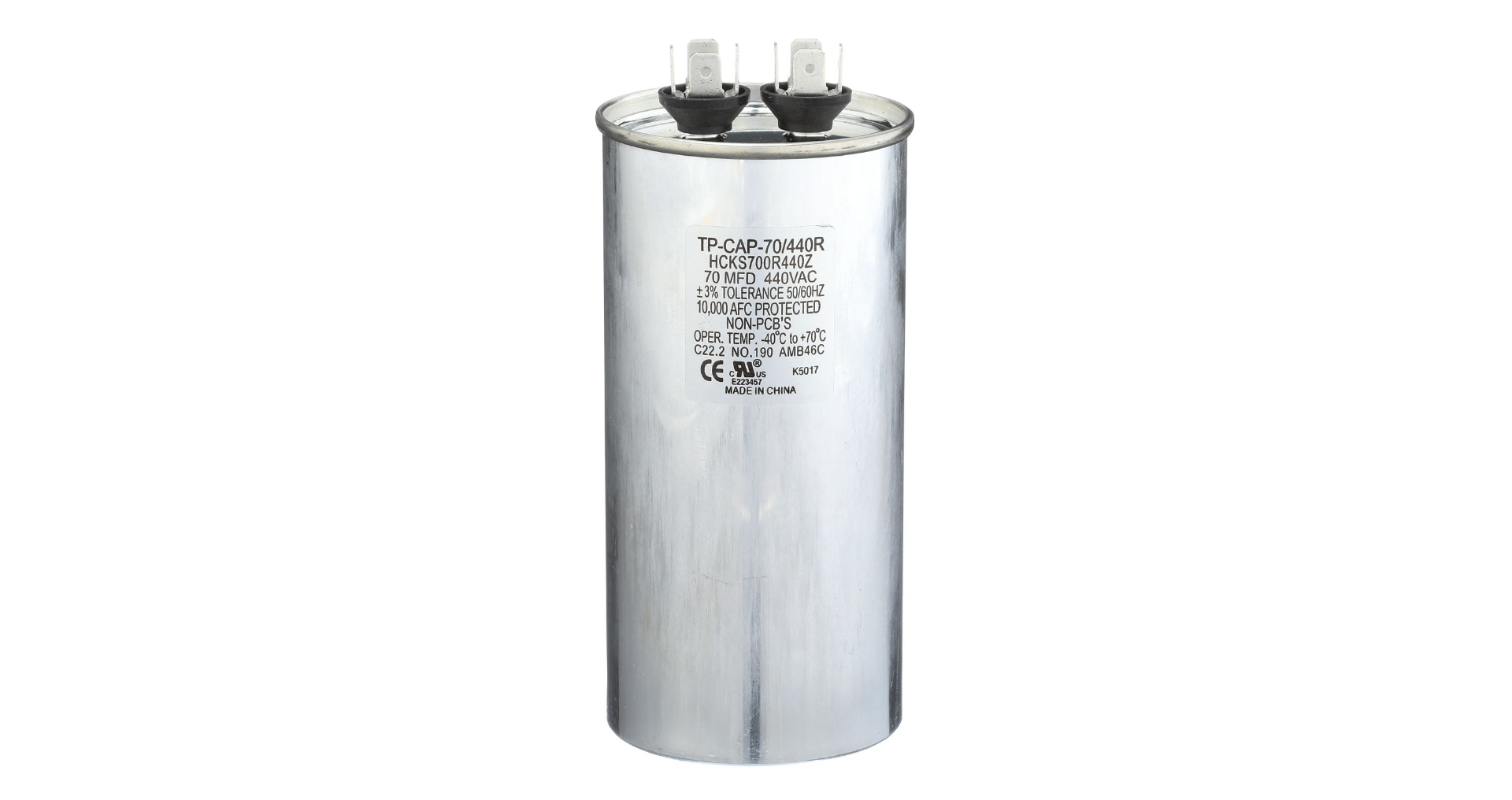 Run Capacitor, 70/440 VAC, Round