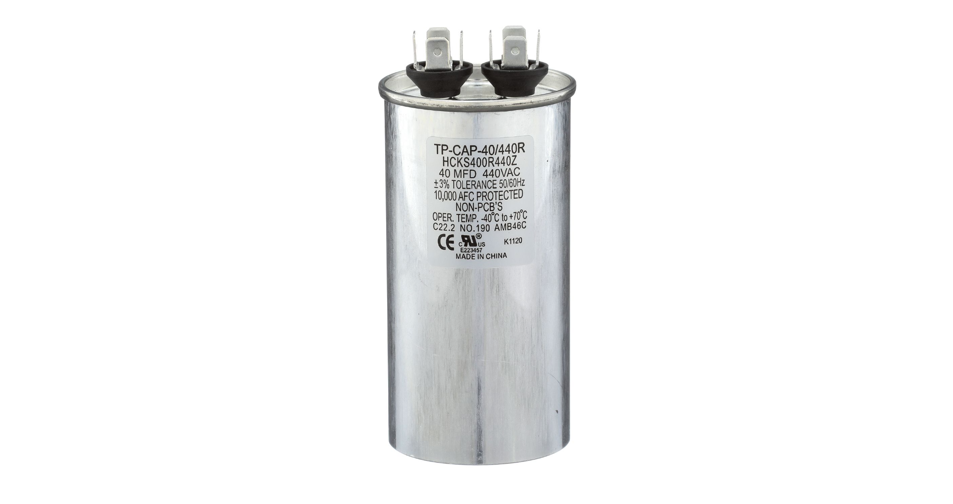 Run Capacitor, 40/440 VAC, Round