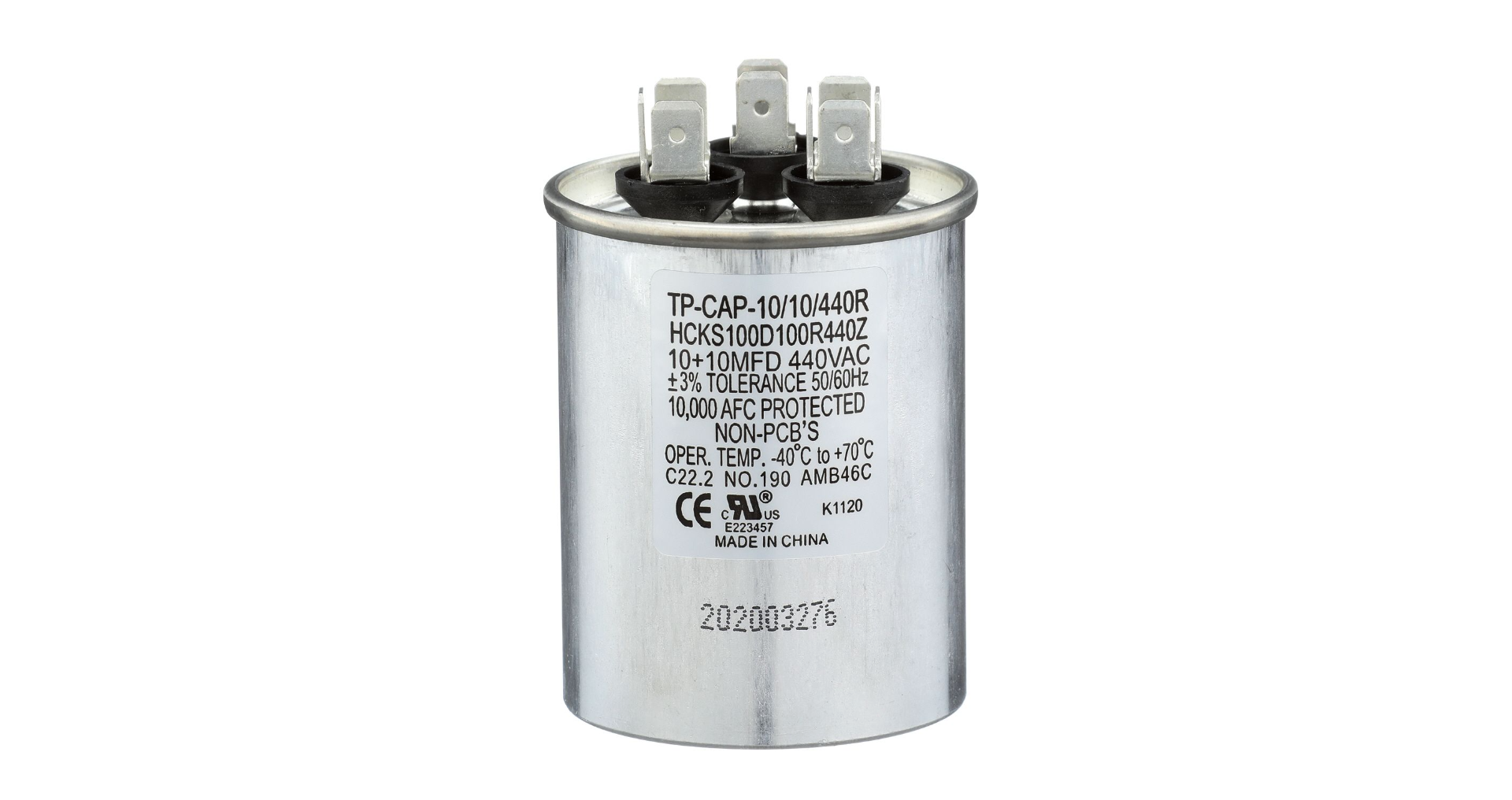 TRADEPRO® TP-CAP-10/10/440R - Run Capacitor 10/10/440 VAC Item: TP-CAP-10/10/440R