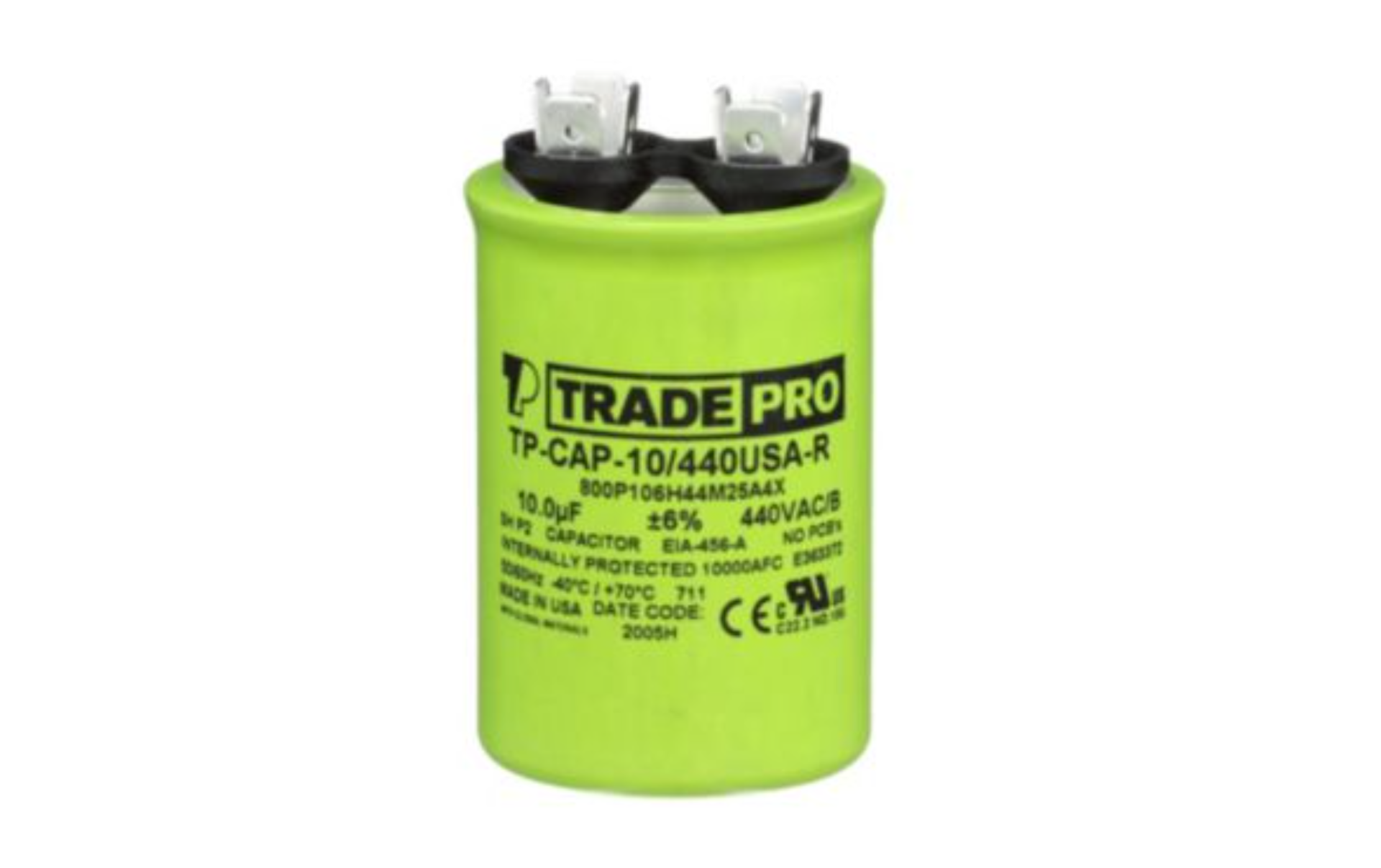 TRADEPRO® TP-CAP-10/440USAR - Round Capacitor, 10/440V- USA Made Item: TP-CAP-10/440USAR MFG: TP10440U