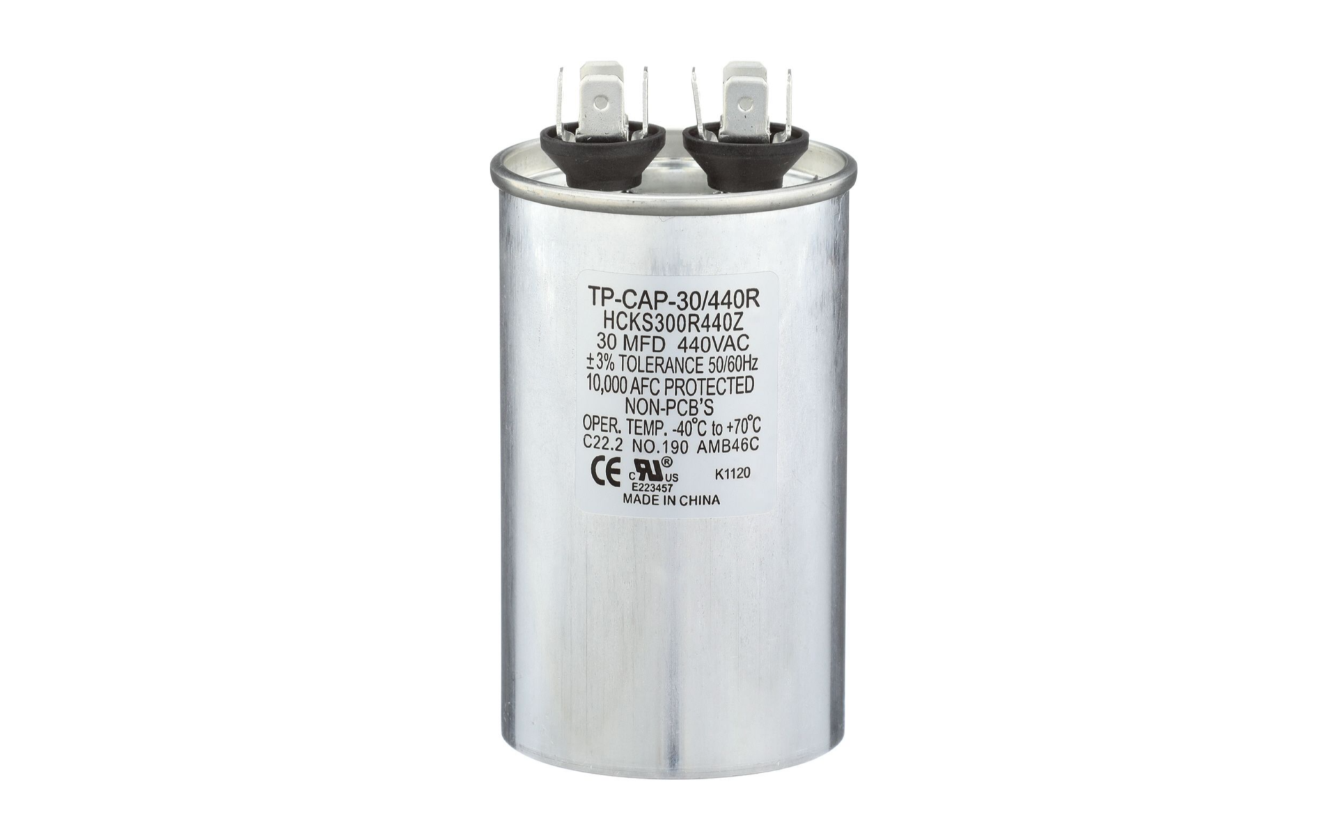 TRADEPRO® TP-CAP-30/440R - Run Capacitor, 30/440 VAC, Round Item: TP-CAP-30/440R MFG: 30/440R