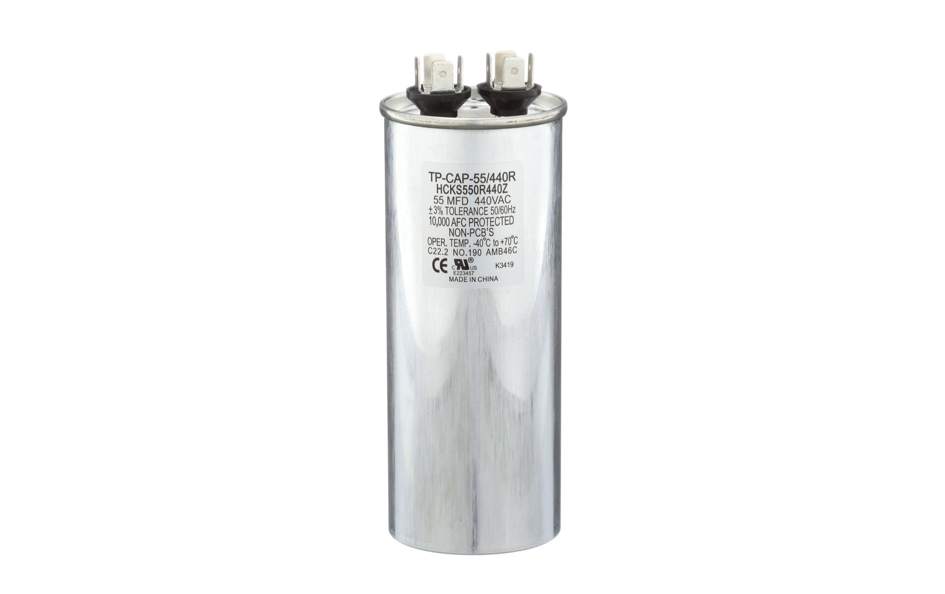 TRADEPRO® TP-CAP-55/440R - Run Capacitor, 55/440 VAC, Round Item: TP-CAP-55/440R MFG: 55/440R